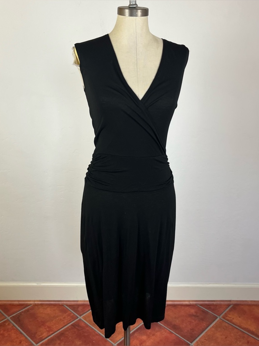 James Perse Black Ruched Fitted Dress